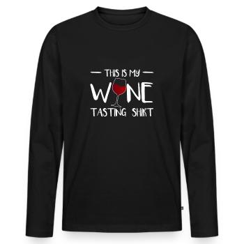 This Is My Wine Tasting Shirt Red Wine - Men's Premium Organic Long Sleeve Shirt - black - Front - Nico (187cm)
