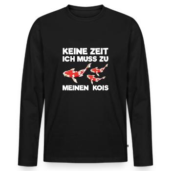 Keine Zeit Ich Muss Zu Meinen Kois Geschenk - Männer Premium Bio Langarmshirt - Schwarz - Vorne - Nico (187cm)