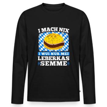 Bayrisch Leberkas Liebhaber Bayern Leberkas - Männer Premium Bio Langarmshirt - Schwarz - Vorne - Nico (187cm)