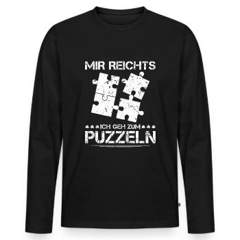 Mir Reichts Ich Geh Puzzeln Lustig Puzzle - Männer Premium Bio Langarmshirt - Schwarz - Vorne - Nico (187cm)