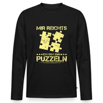 Puzzle Spruch Puzzleteil - Männer Premium Bio Langarmshirt - Schwarz - Vorne - Nico (187cm)
