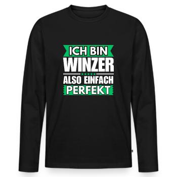 Einfach ein Perfekter Winzer - Männer Premium Bio Langarmshirt - Schwarz - Vorne - Nico (187cm)