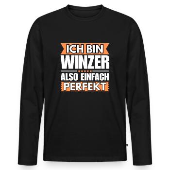 Einfach ein Perfekter Winzer - Männer Premium Bio Langarmshirt - Schwarz - Vorne - Nico (187cm)