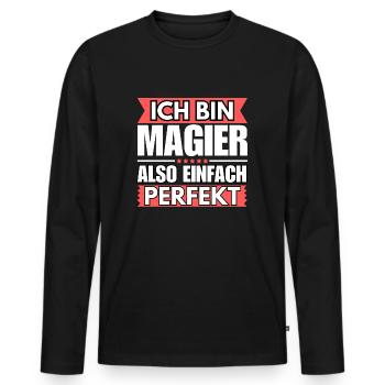 Einfach ein Perfekter Magier - Männer Premium Bio Langarmshirt - Schwarz - Vorne - Nico (187cm)