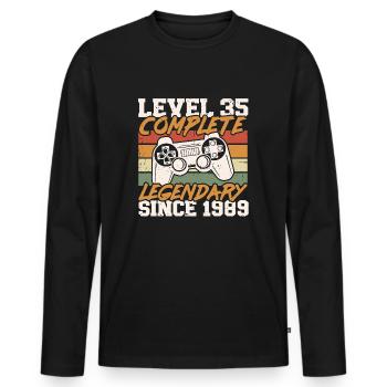 35th Birthday Level 35 Complete Vintage 1989 - Men's Premium Organic Long Sleeve Shirt - black - Front - Nico (187cm)