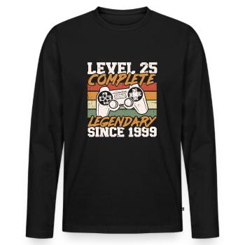 25th Birthday Level 25 Complete Vintage 1999 - Men's Premium Organic Long Sleeve Shirt - black - Front - Nico (187cm)
