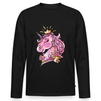 Petite licorne aux champignons - T-shirt manches longues Premium bio Homme - noir - Devant - Nico (187cm)
