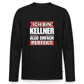 Einfach ein Perfekter Kellner - Männer Premium Bio Langarmshirt - Schwarz - Vorne - Nico (187cm)