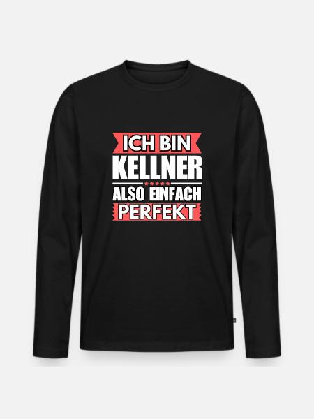 Einfach ein Perfekter Kellner - Männer Premium Bio Langarmshirt - Schwarz