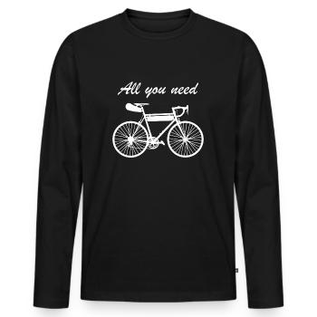 Bikepacking avec le vélo gravel - T-shirt manches longues Premium bio Homme - noir - Devant - Nico (187cm)
