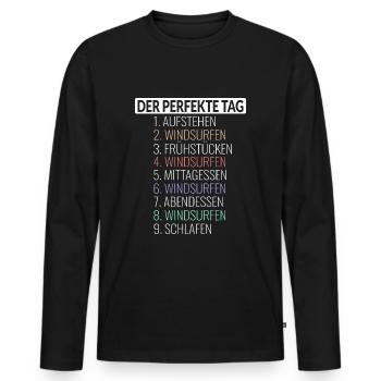 Windsurfen Tagesablauf - Männer Premium Bio Langarmshirt - Schwarz - Vorne - Nico (187cm)