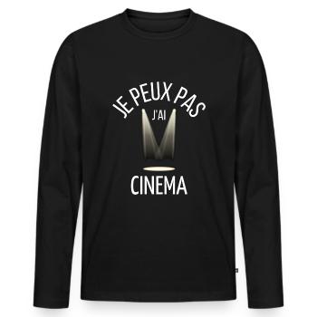 JE PEUX PAS J AI CINEMA - T-shirt manches longues Premium bio Homme - noir - Devant - Nico (187cm)