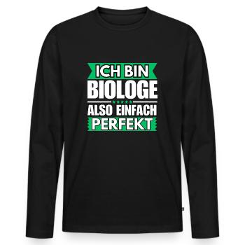 Einfach ein Perfekter Biologe - Männer Premium Bio Langarmshirt - Schwarz - Vorne - Nico (187cm)