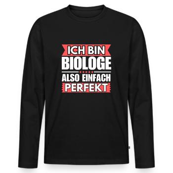 Einfach ein Perfekter Biologe - Männer Premium Bio Langarmshirt - Schwarz - Vorne - Nico (187cm)