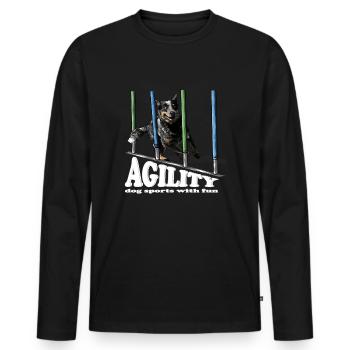 AGILITY Australian Cattle Dog Hundesport Wilsigns - Männer Premium Bio Langarmshirt - Schwarz - Vorne - Nico (187cm)