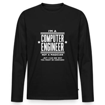Students Gift Programmer Shirt Computer Science - Men's Premium Organic Long Sleeve Shirt - black - Front - Nico (187cm)