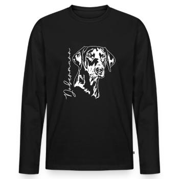Dobermann Hundeportrait Hunde Hundesport Wilsigns - Männer Premium Bio Langarmshirt - Schwarz - Vorne - Nico (187cm)