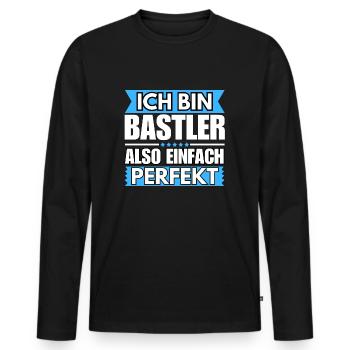 Einfach ein Perfekter Bastler - Männer Premium Bio Langarmshirt - Schwarz - Vorne - Nico (187cm)