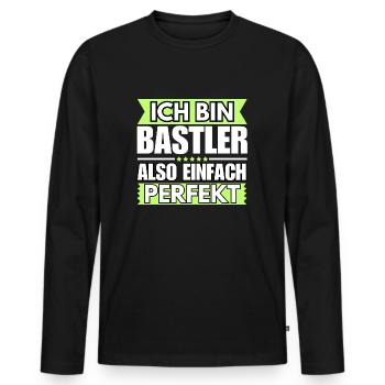 Einfach ein Perfekter Bastler - Männer Premium Bio Langarmshirt - Schwarz - Vorne - Nico (187cm)