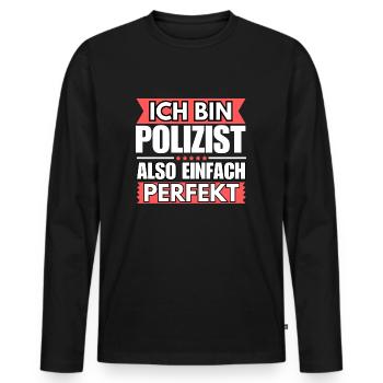 Einfach ein Perfekter Polizist - Männer Premium Bio Langarmshirt - Schwarz - Vorne - Nico (187cm)