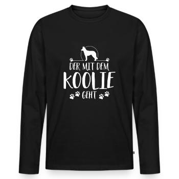 Der mit Koolie geht Hunde Hund Wilsigns - Männer Premium Bio Langarmshirt - Schwarz - Vorne - Nico (187cm)