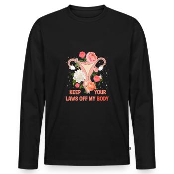 Halten Sie Ihre Gesetze Von Meinem Körper Fern - Männer Premium Bio Langarmshirt - Schwarz - Vorne - Nico (187cm)