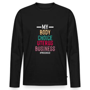 My Body Choice Utérus Store - T-shirt manches longues Premium bio Homme - noir - Devant - Nico (187cm)