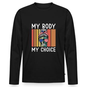 Mon corps, mon choix - T-shirt manches longues Premium bio Homme - noir - Devant - Nico (187cm)