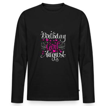 Birthday Girl August - Men's Premium Organic Long Sleeve Shirt - black - Front - Nico (187cm)