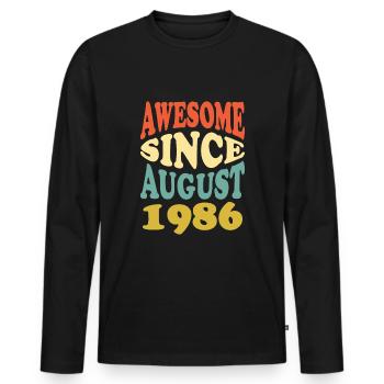 Great since August 1986 - Men's Premium Organic Long Sleeve Shirt - black - Front - Nico (187cm)