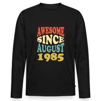 Great since August 1985 - Men's Premium Organic Long Sleeve Shirt - black - Front - Nico (187cm)