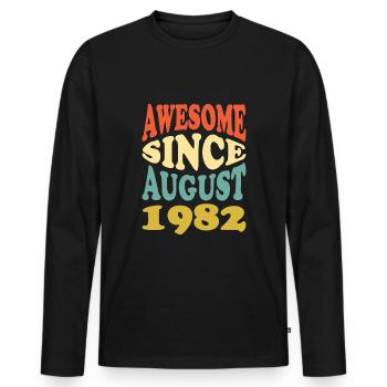 Great since August 1982 - Men's Premium Organic Long Sleeve Shirt - black - Front - Nico (187cm)