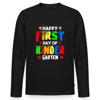 Happy first day of kindergarten - Men's Premium Organic Long Sleeve Shirt - black - Front - Nico (187cm)