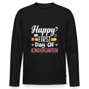 Happy first day of kindergarten - Men's Premium Organic Long Sleeve Shirt - black - Front - Nico (187cm)