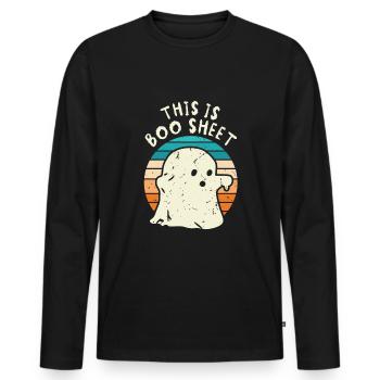 Das Ist Boo Sheet - Männer Premium Bio Langarmshirt - Schwarz - Vorne - Nico (187cm)