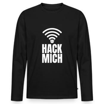 Hack Mich Sex Sprüche Versaute Sprüche - Männer Premium Bio Langarmshirt - Schwarz - Vorne - Nico (187cm)