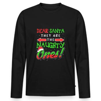 Cher Père Noël, vous êtes les vilains - T-shirt manches longues Premium bio Homme - noir - Devant - Nico (187cm)