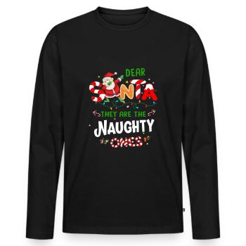 Cher Père Noël, vous êtes les vilains - T-shirt manches longues Premium bio Homme - noir - Devant - Nico (187cm)