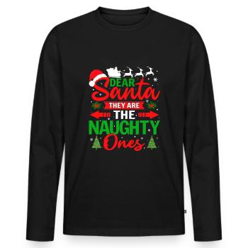 Cher Père Noël, vous êtes les vilains - T-shirt manches longues Premium bio Homme - noir - Devant - Nico (187cm)