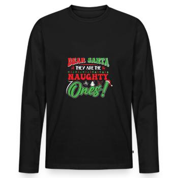 Cher Père Noël, vous êtes les vilains - T-shirt manches longues Premium bio Homme - noir - Devant - Nico (187cm)
