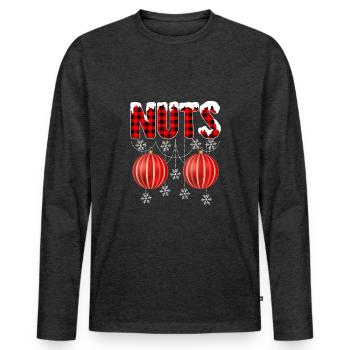 Nuts Chestnuts Christmas pairs fit - Men's Premium Organic Long Sleeve Shirt - heather anthracite - Front - Nico (187cm)