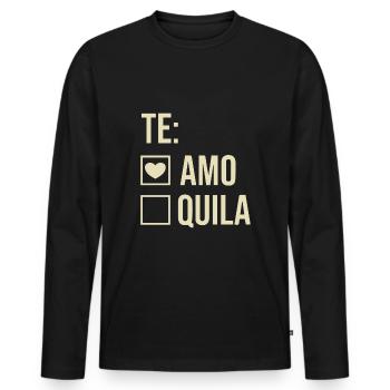 Tequila Te Amo Lustiges Party Funshirt Geschenk - Männer Premium Bio Langarmshirt - Schwarz - Vorne - Nico (187cm)