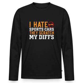 Ich Hasse Sportwagen, Sie Kratzen Meine Diffs - Männer Premium Bio Langarmshirt - Schwarz - Vorne - Nico (187cm)