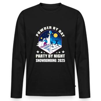 Bombardement de neige 2025 - T-shirt manches longues Premium bio Homme - noir - Devant - Nico (187cm)