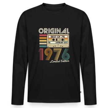 Jahrgang 1976 geboren Retro Kassette Geburtstag - Männer Premium Bio Langarmshirt - Schwarz - Vorne - Nico (187cm)