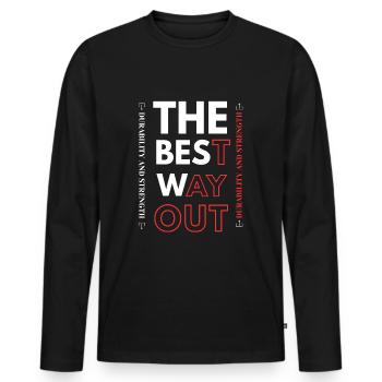 The best way out durability and strength - Men's Premium Organic Long Sleeve Shirt - black - Front - Nico (187cm)
