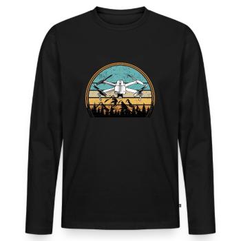 Drohnen Pilot Drohne Whoop Copter FPV Pilot Drone - T-shirt manches longues Premium bio Homme - noir - Devant - Nico (187cm)