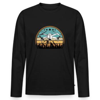Drohnen Pilot Drohne Whoop Copter FPV Pilot Drone - T-shirt manches longues Premium bio Homme - noir - Devant - Nico (187cm)