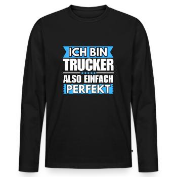 Einfach ein Perfekter Einfach ein Perfekter - Männer Premium Bio Langarmshirt - Schwarz - Vorne - Nico (187cm)