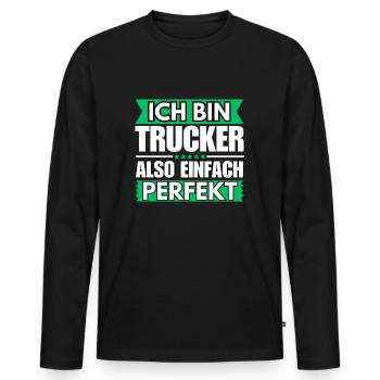 Einfach ein Perfekter Einfach ein Perfekter - Männer Premium Bio Langarmshirt - Schwarz - Vorne - Nico (187cm)